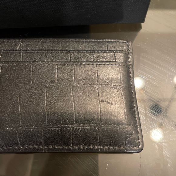 YSL Saint Laurent Crocodile Embossed Black Leather Card Holder With Box - Picture 4 of 7